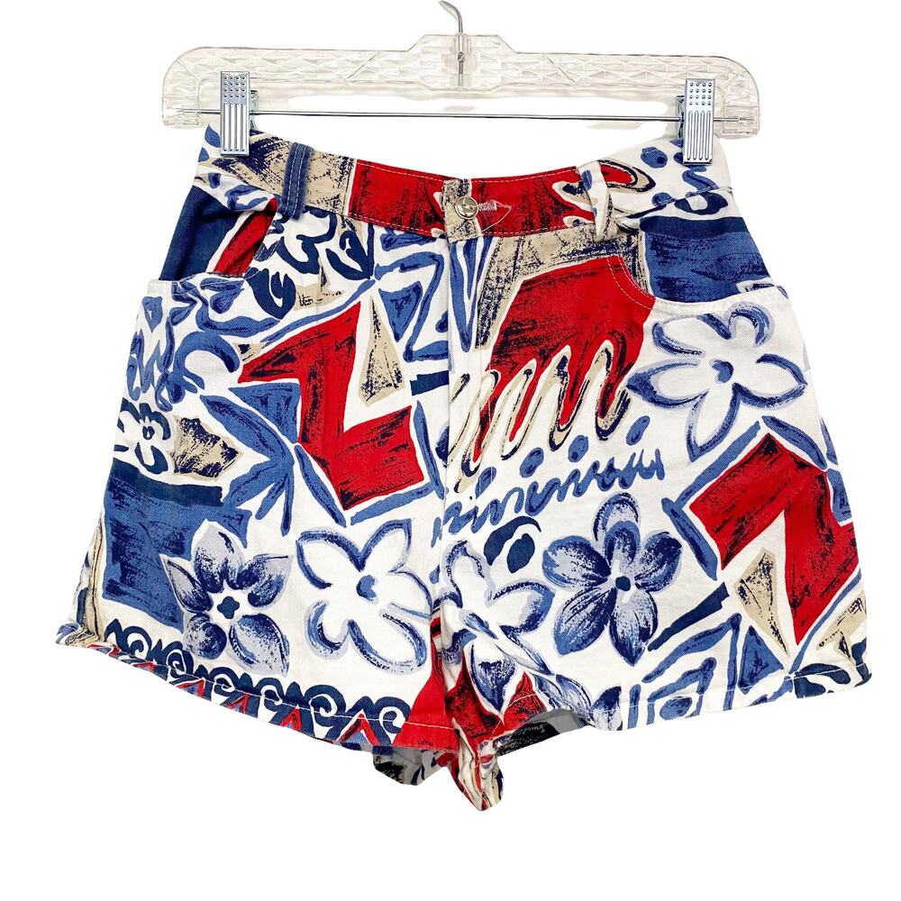Vintage A Byer Womens Size 7 Printed High Waist Short Shorts